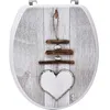 Image de TENDANCE Abattant WC en Bois déco Ouessant avec Kit Fixation en Acier Inoxydable