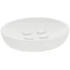Image de Tendance - Porte Savon Polyrésine Rond Striée - Blanc - Salle de Bain - Accessoire Salle de Bain à Poser