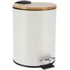 Image de Tendance - Poubelle Métal Frein de Chute 3l - Blanc/Bambou - Salle de Bain - Poubelles et Brosses WC