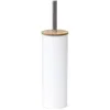 Image de Tendance - Brosse WC Métal Couvercle Bambou - Blanc - Salle de Bain - Poubelles et Brosses WC
