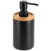Image de TENDANCE - Distributeur à Savon Polyrésine 280 ML - Noir/Bambou - Salle de Bain - Accessoire Salle de Bain à Poser