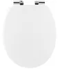 Image de Tendance - Abattant WC MDF 18 Pouces Unicouvercle Design Attaches ABS Chrome Frein de Chute - Blanc - Salle de Bain - Abattants Universel - Lunette de Toilette