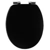 Image de Tendance - Abattant WC MDF 18 Pouces Unicouvercle Design Attaches ABS Chrome Frein de Chute - Noir - Salle de Bain - Abattants Universel - Lunette de Toilette