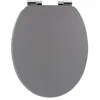 Image de Tendance - Abattant WC MDF 18 Pouces Unicouvercle Design Attaches ABS Chrome Frein de Chute - Gris - Salle de Bain - Abattants Universel - Lunette de Toilette