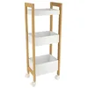 Image de TENDANCE Desserte roulante 3 Niveaux en Bambou et Bois Blanc H 79 cm