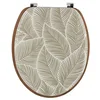 Image de TENDANCE - Abattant WC Bois Moulé 18 Pouces Attaches Acier Inoxydable Couvercle Imprimé et Assise Façon Acacia Rustique - Mimétisme - Salle de Bain - Abattants Universel - Lunette de Toilette