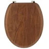 Image de TENDANCE - Abattant WC Bois Moulé 18 Pouces Attaches Acier Inoxydable - Façon Acacia Rustique - Salle de Bain - Abattants Universel - Lunette de Toilette