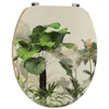 Image de TENDANCE - Abattant WC MDF 18 Pouces Couvercle Design Imprime Assise Imitation Bambou Attaches Acier Inoxydable - Oasis