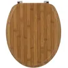 Image de TENDANCE - Abattant WC Bois Moulé 18 Pouces Attaches Acier Inoxydable - Façon Bambou - Salle de Bain - Abattants Universel - Lunette de Toilette