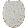 Image de TENDANCE - Abattant WC MDF 18 Pouces Couvercle Design Imprimée et Assise Façon Bambou Attaches Acier Inoxydable - Terrazzo - Salle de Bain - Abattants Universel - Lunette de Toilette