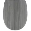 Image de TENDANCE - Abattant WC Bois Moulé 18 Pouces Forme Plate Attaches Acier Inoxydable - Façon lambris Gris - Salle de Bain - Abattants Universel - Lunette de Toilette