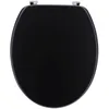Image de TENDANCE - Abattant WC MDF 18 Pouces Attaches Acier Inoxydable - Noir - Salle de Bain - Abattants Universel - Lunette de Toilette