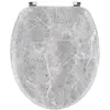 Image de TENDANCE - Abattant WC Bois Moulé 18 Pouces Attaches Acier Inoxydable - Façon Marbre - Salle de Bain - Abattants Universel - Lunette de Toilette