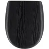 Image de TENDANCE - Abattant WC Bois Moulé 18 Pouces Forme Plate Attaches Acier Inoxydable - Façon Bois Noir - Salle de Bain - Abattants Universel - Lunette de Toilette