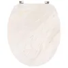 Image de TENDANCE - Abattant WC MDF 18 Pouces 4 Faces imprimees Attaches Acier Inoxydable - facon marbre Beige