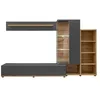 Image de PRICE FACTORY just for you Composition Murale KLIS 2 Meuble TV LED 240x145x40 Gris Anthracite chêne