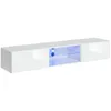 Image de Meuble TV Suspendu 180cm avec 2 Portes et niches éclairées Collection Switch. Meuble Coloris Blanc.