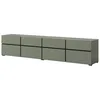 Image de Meuble TV XL Coloris Vert Sauge et Noir 225cm Collection Havana. Meuble Design avec 4 Portes et 4 tiroirs.