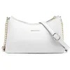 Image de David Jones - Petit Sac Bandoulière Chaînes Plusieurs Compartiments Femme - Simili Cuir PU - 3 Soufflets Multipoche - Pour Téléphone - Blanc
