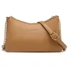 Image de David Jones - Petit Sac Bandoulière Plusieurs Compartiments Femme - Sac à Main Porté Epaule Simili Cuir PU - Pochette Sacoche Chaînes 3 Soufflets Multipoche - Besace Soirée Téléphone - Marron Cognac