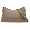 Image de David Jones - Petit Sac Bandoulière Plusieurs Compartiments Femme - Sac à Main Porté Epaule Simili Cuir PU - Pochette Sacoche Chaînes 3 Soufflets Multipoche - Besace Soirée Téléphone - Marron Taupe