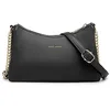 Image de David Jones - Petit Sac Bandoulière Plusieurs Compartiments Femme - Porté Epaule Simili Cuir PU - Pochette Chaînes 3 Soufflets Multipoche - Besace Ville Soirée Téléphone - Noir