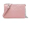 Image de David Jones - Petite Pochette Bandoulière Femme - Sacoche Chaînes Simili Cuir Matelassé - Sac à Main Soirée Besace Porté Epaule Téléphone - Mode Tendance Elégant - Clutch Ville - Rose