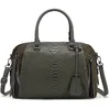 Image de David Jones - Sac à Main Bowling Femme - Sac Bandoulière Polochon Porté Epaule Simili Cuir PU Serpent Suédine - Cabas Fourre-Tout Plusieurs Poches Taille Moyenne - Mode Tendance Elégant Ville - Vert