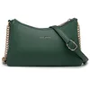 Image de David Jones - Petit Sac Bandoulière Plusieurs Compartiments Femme - Sac à Main Porté Epaule Simili Cuir PU - Pochette Sacoche Chaînes 3 Soufflets Multipoche - Besace Ville Soirée Téléphone - Vert