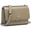 Image de David Jones - Petit Sac Bandoulière Femme - Mini Pochette Téléphone Portable Cuir PU Rigide - Sac à Main Chaînes Porté Epaule - Besace Rectangle Sacoche Soirée Shopping Ville Tendance - Beige