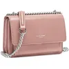 Image de David Jones - Petit Sac Bandoulière Femme - Mini Pochette Téléphone Portable Cuir PU Rigide - Sac à Main Chaînes Porté Epaule - Besace Rectangle Sacoche Soirée Shopping Ville Tendance - Rose