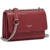 Image de David Jones - Petit Sac Bandoulière Femme - Mini Pochette Téléphone Portable Cuir PU Rigide - Sac à Main Chaînes Porté Epaule - Besace Rectangle Sacoche Soirée Shopping Ville Tendance - Rouge