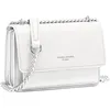 Image de David Jones - Petit Sac Bandoulière Femme - Mini Pochette Téléphone Portable Cuir PU Rigide - Sac à Main Chaînes Porté Epaule - Besace Rectangle Sacoche Soirée Shopping Ville Tendance - Blanc