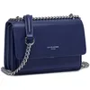 Image de David Jones - Petit Sac Bandoulière Femme - Mini Pochette Téléphone Portable Cuir PU Rigide - Sac à Main Chaînes Porté Epaule - Besace Rectangle Sacoche Soirée Shopping Ville Tendance - Bleu