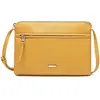 Image de David Jones - Sac Bandoulière Femme - Sacoche Plate Petit Sac à Main Porté Epaule Simili Cuir PU - Besace Pochette Ville Classique Elégant - 2 Compartiments - Sac Téléphone Shopping Voyage - Jaune