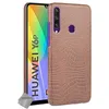 Image de htdmobiles Housse Etui Coque Rigide Simili Cuir Crocodile pour Huawei Y6p + Film ecran - Marron