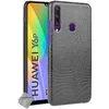 Image de htdmobiles Housse Etui Coque Rigide Simili Cuir Crocodile pour Huawei Y6p + Verre trempe - Noir