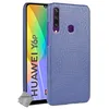 Image de htdmobiles Housse Etui Coque Rigide Simili Cuir Crocodile pour Huawei Y6p + Verre trempe - Bleu Fonce