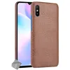 Image de htdmobiles Housse Etui Coque Rigide Simili Cuir Crocodile pour Xiaomi Redmi 9A + Verre trempe - Marron
