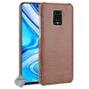 Image de htdmobiles Housse Etui Coque Rigide Simili Cuir Crocodile pour Xiaomi Redmi Note 9 Pro + Verre trempe - Marron