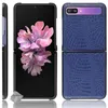 Image de htdmobiles Housse Etui Coque Rigide Simili Cuir Crocodile pour Samsung Galaxy Z Flip/Z Flip 5G - Bleu Fonce