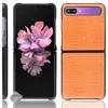 Image de htdmobiles Housse Etui Coque Rigide Simili Cuir Crocodile pour Samsung Galaxy Z Flip/Z Flip 5G - Orange