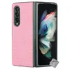 Image de htdmobiles Housse Etui Coque Rigide Simili Cuir Crocodile pour Samsung Galaxy Z Fold 3 5G - Rose
