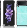 Image de htdmobiles Housse Etui Coque Rigide Simili Cuir Crocodile pour Samsung Galaxy Z Flip 3 5G - Bleu Clair