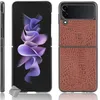Image de htdmobiles Housse Etui Coque Rigide Simili Cuir Crocodile pour Samsung Galaxy Z Flip 3 5G - Marron