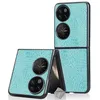 Image de htdmobiles Housse Etui Coque Rigide Simili Cuir Crocodile pour Huawei P50 Pocket - Bleu Clair