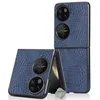 Image de htdmobiles Housse Etui Coque Rigide Simili Cuir Crocodile pour Huawei P50 Pocket - Bleu Fonce