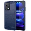 Image de htdmobiles Coque pour Xiaomi Redmi Note 12 Pro+ Plus 5G - Housse Etui Silicone Gel Carbone + Verre trempe - Bleu Fonce