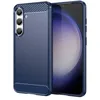 Image de htdmobiles Coque pour Samsung Galaxy S24 5G - Housse Etui Silicone Gel Carbone + Film ecran - Bleu Fonce
