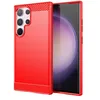 Image de htdmobiles Coque pour Samsung Galaxy S24 Ultra 5G - Housse Etui Silicone Gel Carbone + Film ecran - Rouge
